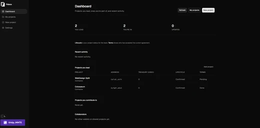 Fideox, panel sa projektima i raspodelom